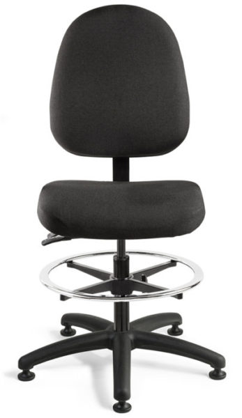 22 to 32 Height Adjustment 18 Dia Tilt Back Adjustment Adjustable Chrome Bevco 7501-3850S/5 Ergonomic Deluxe Chair with Casters Reinforced Plastic Base Black 